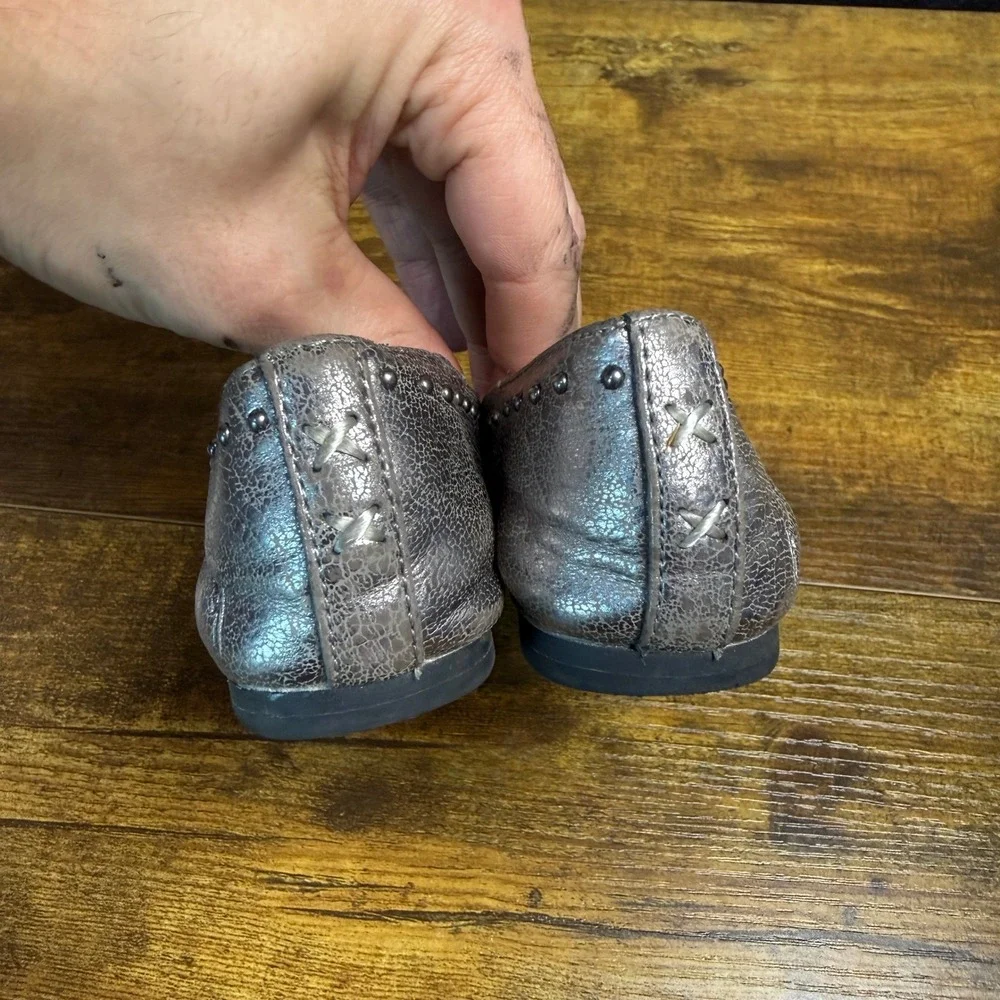Frye Carson Shimmer MAS-73 Pewter Manmade Flats Kids Size 11